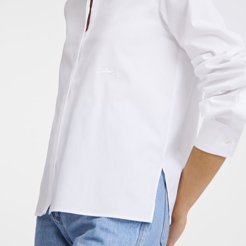 White Longchamp Popelin Women Shirts | US-974OCKLDG