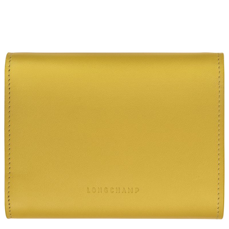 Yellow Longchamp Le Roseau Compact Women Wallet | US-678ZTQPXW