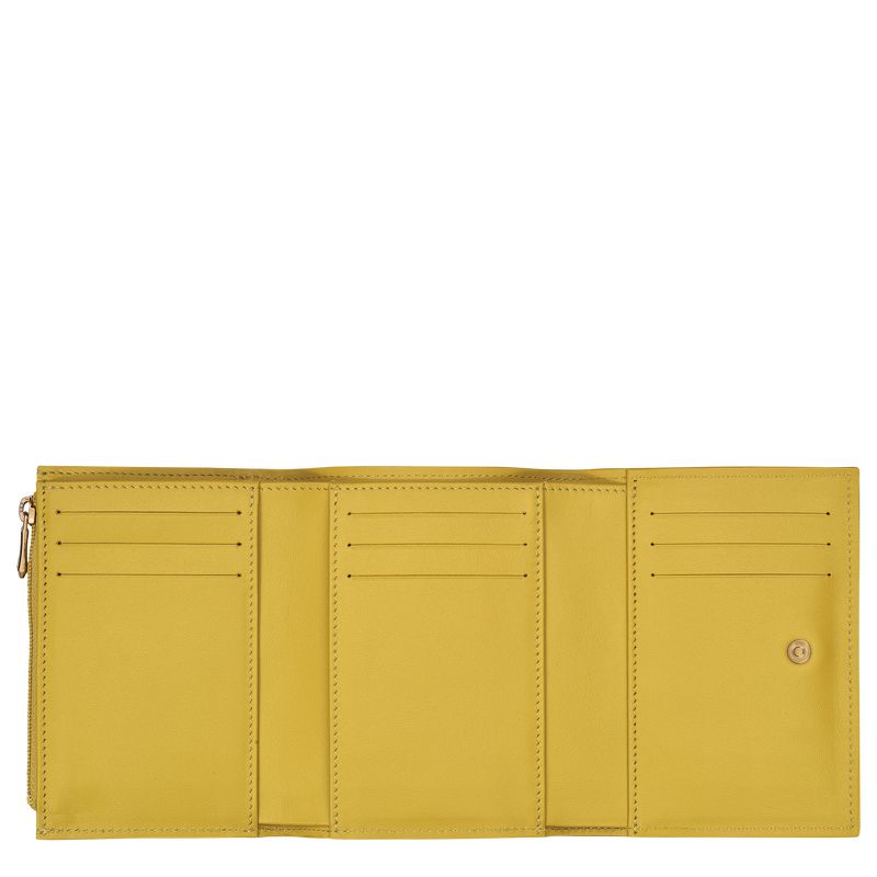 Yellow Longchamp Le Roseau Compact Women Wallet | US-678ZTQPXW