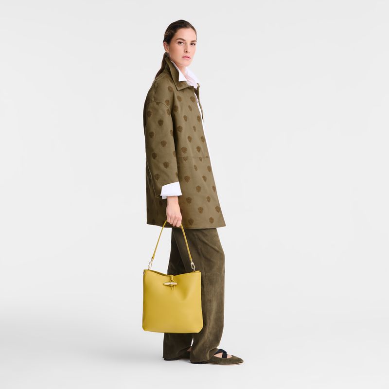 Yellow Longchamp Le Roseau M Women Hobo Bag | US-128JQSKAT