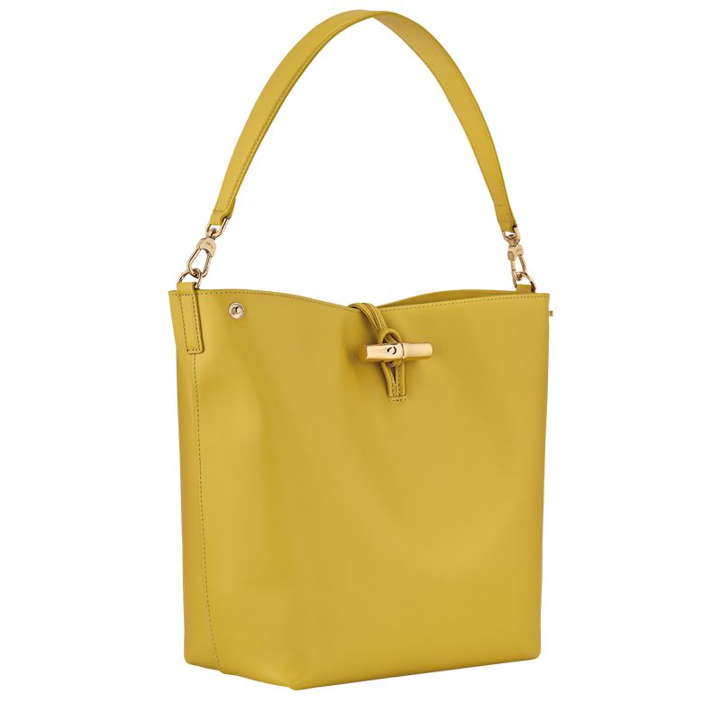 Yellow Longchamp Le Roseau M Women Hobo Bag | US-128JQSKAT